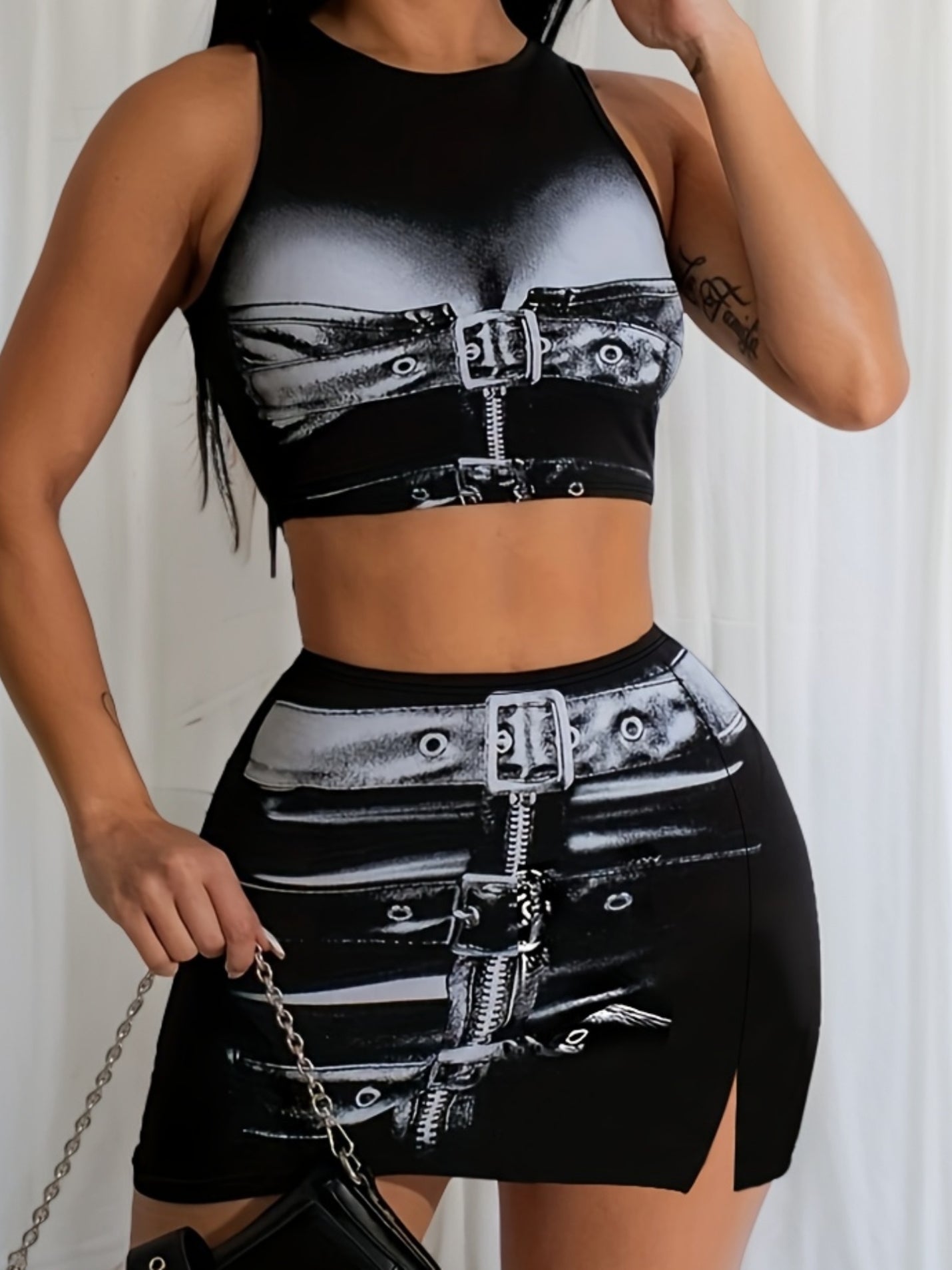 Sexy Fashion Printed Party Skirt Set